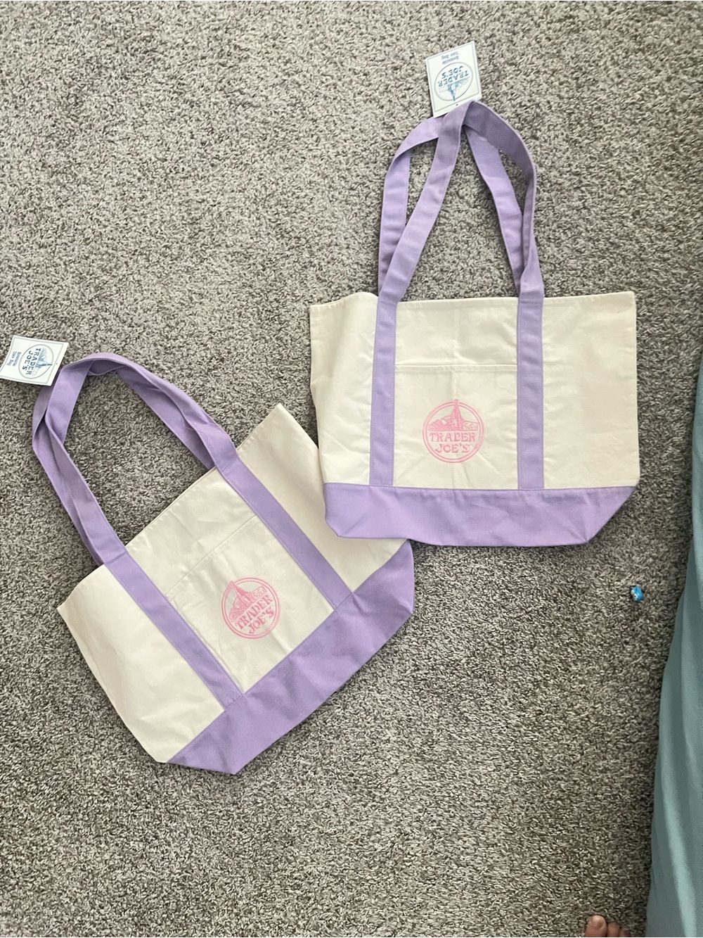 Trader Joe's Cream Canvas Tote with Lavender Accents large